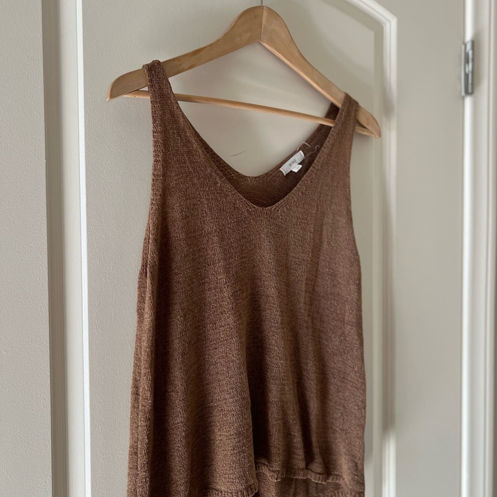 Mine Knit V-Neck Sleeveless Sweater Top Brown Size Large - Picture 5 of 7
